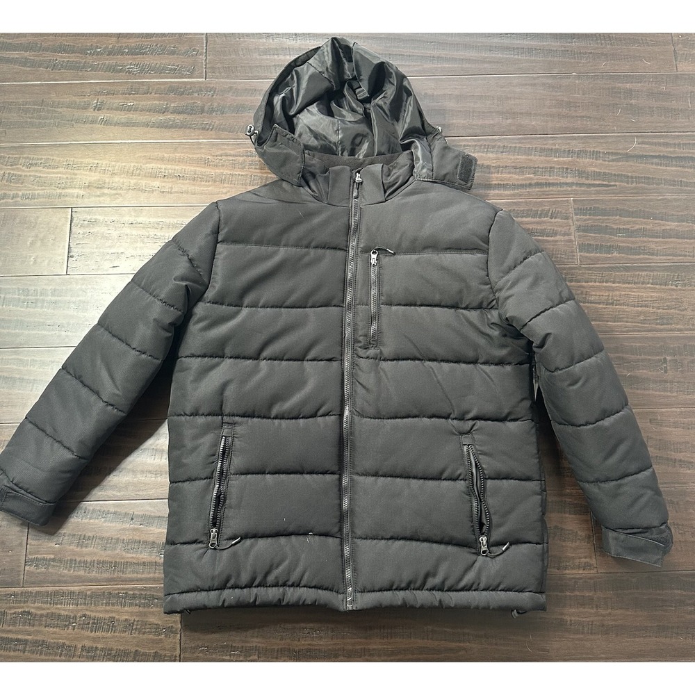 Outdoor Life Coat Mens M Hooded Puffer Jacket Black Winter Heavy NEW
